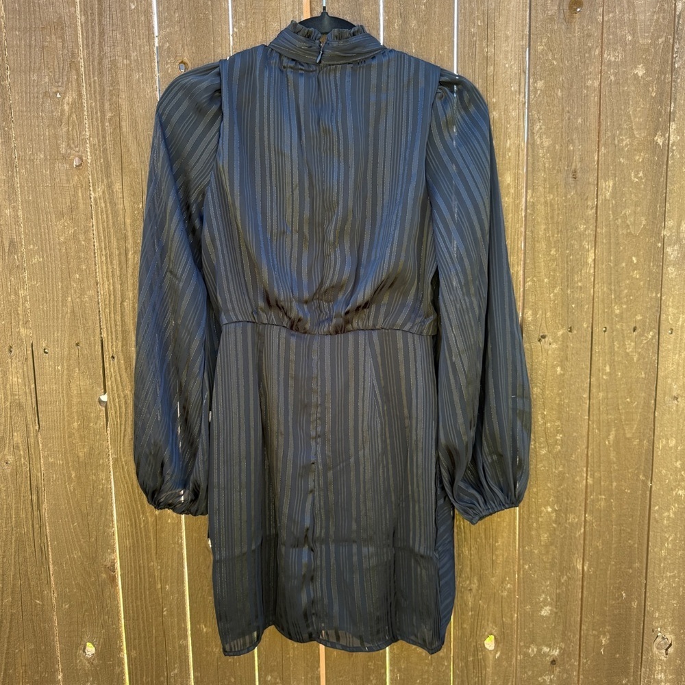 Lulus Black Metallic Stripe Mini Dress – Size XS (NWT) - Picture 2 of 6